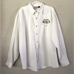 Blue Pointe Embroidered “Pinto” Ponies White Button Down Shirt Adult Size Large